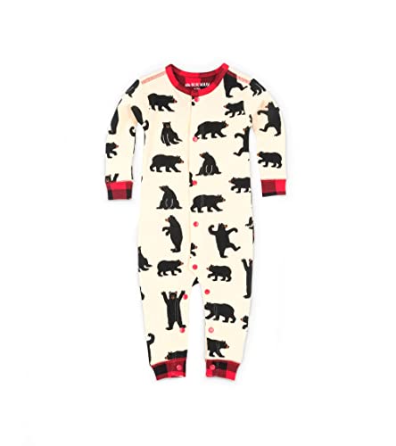 Hatley Unisex Baby Union Suits Schlafstrampler, Weiß (Black Bears), 86 von Hatley