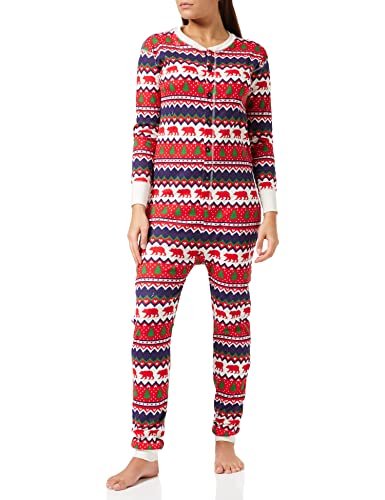 Hatley Unisex Fair Isle Bear & Moose Family Union Suits Pyjamaset, Kastanienbraun, L Regular von Little Blue House