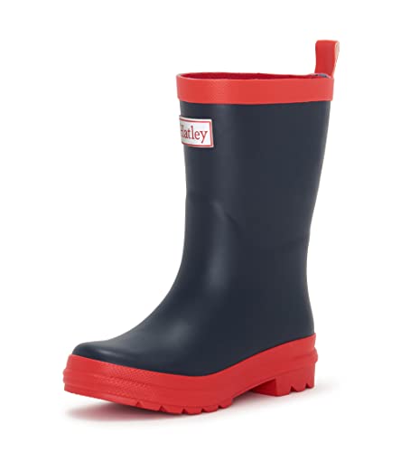 Hatley Unisex Kinder Rb0navy307 Klassische Gummistiefel, Blau Marineblau Rot, 32 EU von Hatley