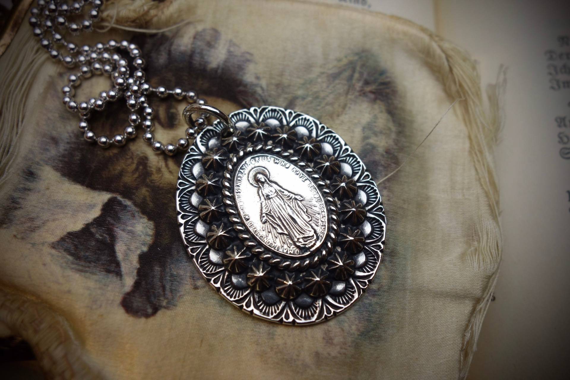 Silver Pendant ‚Madonna Love', 925 Sterling Silver, Handmade, Holy Mary, Saint von HatmakerJM