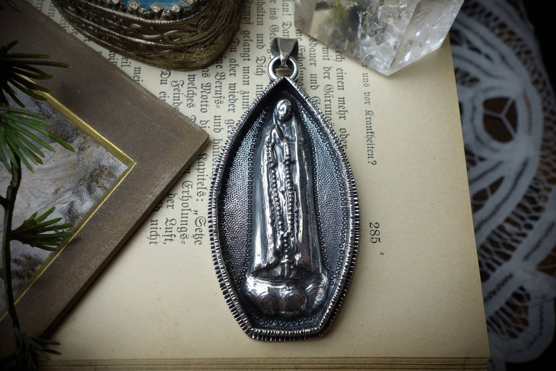 Silver Pendant ‚Mother Mary', 925 Sterling Silver, Handmade von HatmakerJM