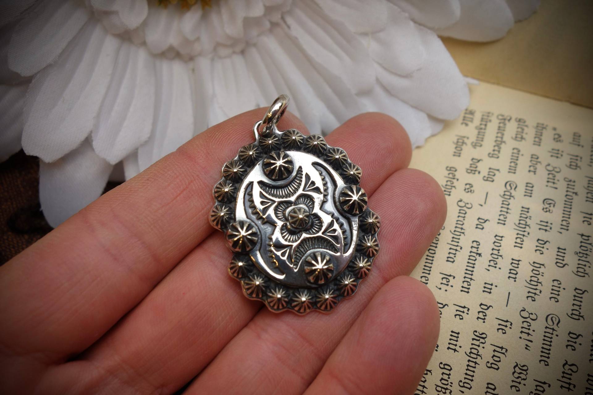 Silver Pendant ‚Southwest Heritage', 925 Sterling Silver, Handmade, Concho von HatmakerJM