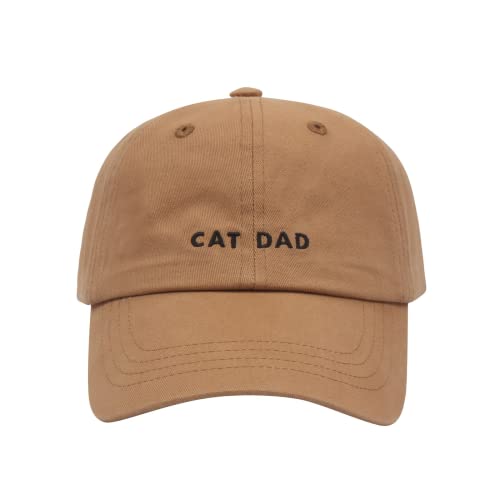 Hatphile: Katze Mama & Papa Hüte für stolze Katzen Eltern | für Männer & Frauen | bestickter Text - verstellbare Passform - 100% Baumwolle, Cat Dad Brown Cap, Large von Hatphile