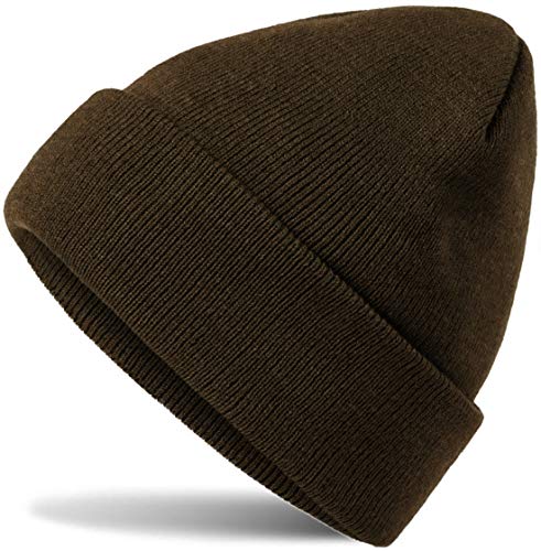 Hatsatar Unisex warme Beanie Strickmütze | Wintermütze für Damen & Herren | Feinstrick Mütze doppelt gestrickt | warm & weich (braun) von Hatsatar