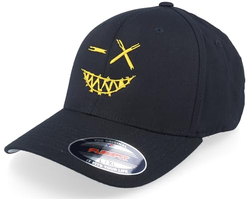 Hatstore Crazy Smiley Yellow/Black Flexfit Cap - Grösse: S/M - (55-58 cm) von Hatstore