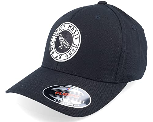 Hatstore Hugin Munin Eyes of Odin Black Flexfit Cap - Grösse: L/XL - (58-61 cm) von Hatstore