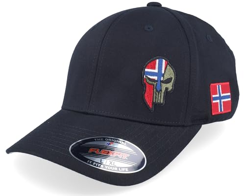 Hatstore Norway Army Skull Black Wooly Combed Flexfit Cap - Grösse: XL/XXL - (61-64 cm) von Hatstore