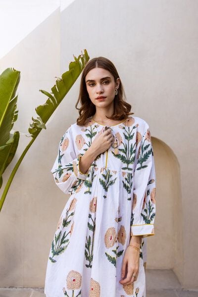 Haus of Namaste Ballonkleid kurz aus Bio-Baumwolle „Marigold Kurzkleid“ , handbedruckt mit veganen Farben Haus of Namaste Ballonkleid kurz aus Bio-Baumwolle „Marigold Kurzkleid“ , handbedruckt mit veganen Farben von Haus of Namaste