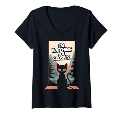Damen Lustige Katze Urteilt Still Für Männer & Frauen Humor T-Shirt mit V-Ausschnitt Damen Lustige Katze Urteilt Still Für Männer & Frauen Humor T-Shirt mit V-Ausschnitt von Haustier Liebhaber Sarkasmus Geschenk Niedlich