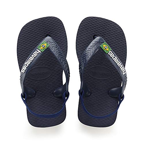 Havaianas Unisex Baby Brasil Logo II Flip flops, Navy Blue / Citrusgelb, 22 EU von Havaianas