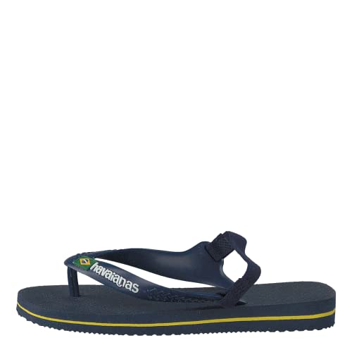 Havaianas Unisex Baby Brasil Logo II Flip flops, Navy Blue / Citrusgelb, 22 EU von Havaianas