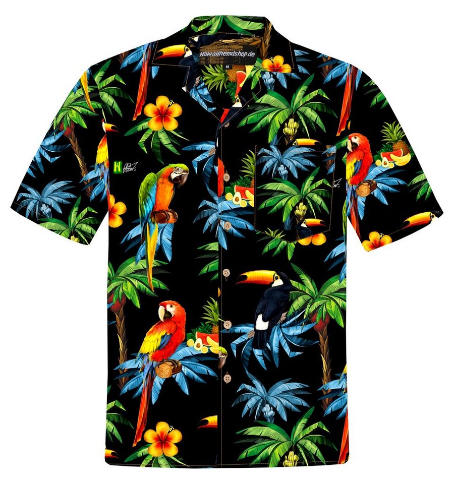 Hawaiihemdshop.de Hawaiihemd Hawaiihemdshop Hawaii Hemd Herren Baumwolle Kurzarm Papageien von Hawaiihemdshop.de