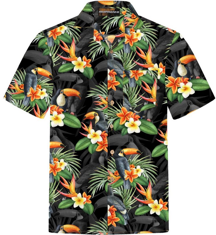 Hawaiihemdshop.de Hawaiihemd Hawaiihemdshop Hawaii Hemd Herren Baumwolle Kurzarm Papageien von Hawaiihemdshop.de