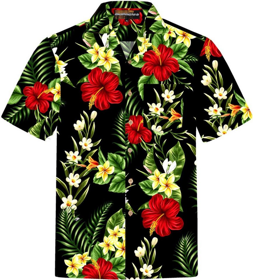 Hawaiihemdshop.de Hawaiihemd Hawaiihemdshop Hawaii Hemd Herren Baumwolle Kurzarm Blüten Shirt von Hawaiihemdshop.de