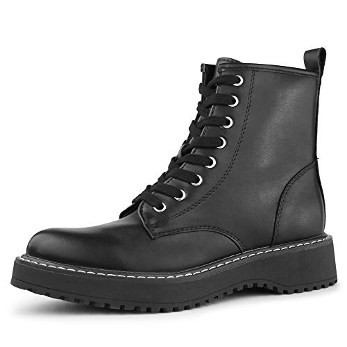 Hawkwell Damen-Kampfstiefel Seitlicher Reißverschluss Schnürstiefeletten, Schwarz Synthetik EU 40 von Hawkwell