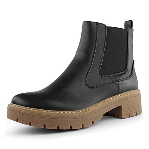 Hawkwell Damen Schlupf auf klobige Ferse Ankle Chelsea Boot,Schwarz EU 40 von Hawkwell