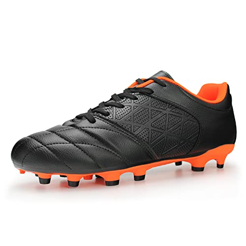 Hawkwell Herren Fußballschuhe für große Kinder und Jugendliche, sportlich, für den Außenbereich, professioneller Fester Boden, Schwarz-Orange, EU 38 von Hawkwell