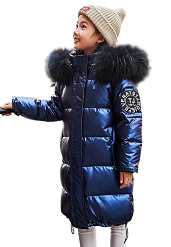 Hayisugal Kinder Daunenjacken Mädchen Daunenmantel Lange Jacke Parka Kälteschutz Warm Verdickte Kinderjacke Junge Winterjacke mit Kapuze, Blau, 130/Kind höhe 120-130cm von Hayisugal