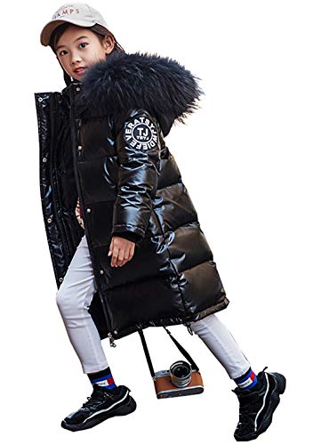 Hayisugal Kinder Daunenjacken Mädchen Daunenmantel Lange Jacke Parka Kälteschutz Warm Verdickte Kinderjacke Junge Winterjacke mit Kapuze, Schwarz, 130/Kind höhe 120-130cm von Hayisugal