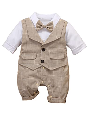 HeMa Island Baby Jungen Bekleidungssets Anzug Kleid Strampler hosenträger Fliege Krawatte Anzug Gentleman Festliche Taufe Hochzeit Langarm Baby Kleikind 3 Monate 6 Jahre(7034k70) von HeMa Island