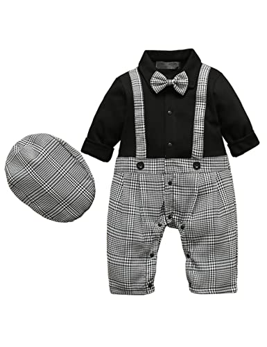 HeMa Island Baby Jungen Gentleman Anzug 0-18 Monate, Kleinkind Hochzeit Taufe Festliche Langarm Strampler Hemd + Fliege + Weste (7042B70) von HeMa Island