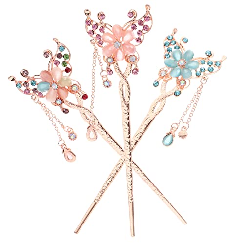 Healeved 3Stücke Retro Haarnadeln für Damen Lange Haarstäbe mit Blumenmuster Haarschmuck für Hanfu Cosplay und Anlässe Healeved 3Stücke Retro Haarnadeln für Damen Lange Haarstäbe mit Blumenmuster Haarschmuck für Hanfu Cosplay und Anlässe von Healeved