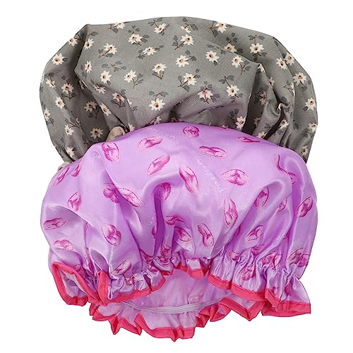 Healvian 2st Duschhaube Dauersprühflasche Blumentopf Chinesisch Badehüte Lotus Teelichthalter Schwarzes Sargregal Badekappen Für Haare Außen Polyester-baumwolle Erwachsener Damen Nachtmütze von Healvian