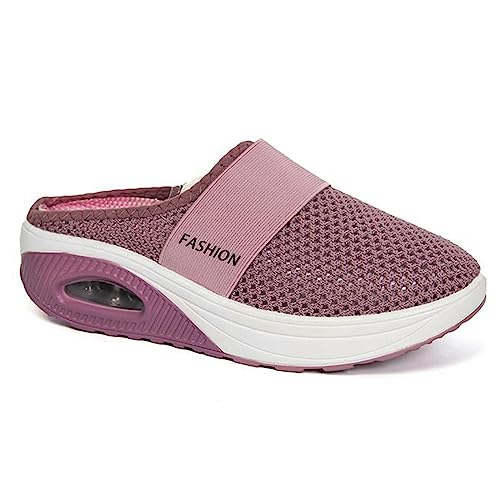 Heflashor Damen Clogs Hausschuhe Slip On Atmungsaktiv Mesh Pantoletten Sommer Leichte Slippers rutschfest Sandalen Freizeit Schuhe,Rosa,40 EU von Heflashor