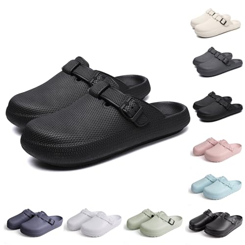 Heflashor Unisex Clogs Pantoletten Wolke Hausschuhe Weich Eva Gartenschuhe Sommer Gartenclogs Atmungsaktiv rutschfest Strand Sandalen,Kohlefarben,42 EU von Heflashor