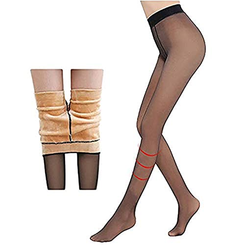 Hehimin Translucent Warm Fleece Tights,Fleece Gefälschte Durchscheinend Dicke Pantyhose, Damen Winterleggings Thermo Strumpfhose (Coffee-220g) von Hehimin