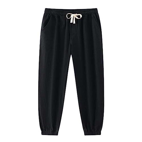 Hehiy Haremshose Herren Lang Pump Hose Herren Yoga mit Taschen Elastischer Bund Universal Fit Elegante Leichte Sommerhose Hosen Herren Slim Fit WeißE Track Pants Herren Baggy von Hehiy