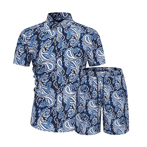 Hehiy Herren Hawaii-Set Sommer Strand 2-teilige Outfits Blumenhemden und Shorts Kurze Hose Mit T-Shirt Herren Tracksuit Bottoms Men von Hehiy