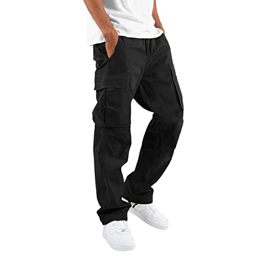 Hehiy Herren Hose Cargo Hose Jogging-Hose Cargohose Herren Hosen Herren Cargo Latzhose Herren Arbeitshose Winter Cargohosen FüR Herren Mit Gummizug Hosen Herren Schwarz Baggy von Hehiy