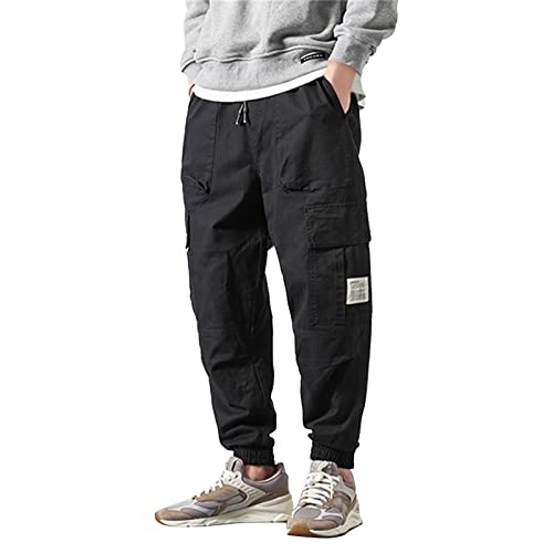 Hehiy Herren Hose Lang Rangerhose Herren Hose Lang Regular Fit mit Taschen Elastischer Bund Outdoor Hosen Herren üBergrößE 74 Arbeitshose Gelb Herren Hosen Cargo Style Hosen Herren Schwarz Stretch von Hehiy