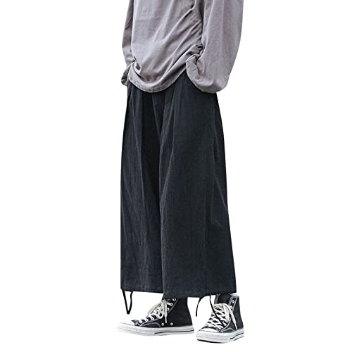 Hehiy Herren-Hosen Leinenhose Herren Lang Sommerhose Herren mit Taschen Elastischer Bund Leichte Sommerhose Herren Kurz Sommerhose Herren Leicht Kariert Baggy Gym Sweatpants Herren von Hehiy