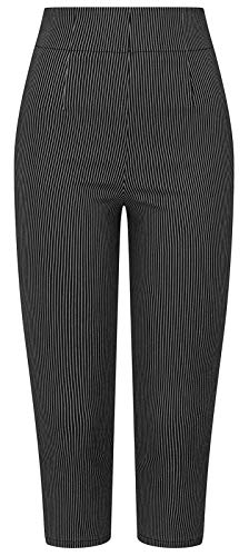 Hell Bunny Damen Jack Nadelstreifen Capri Cropped Hose - Schwarz, 12 von Ro Rox