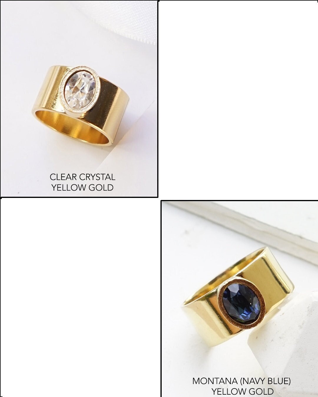 Blauer Ring Für Frauen, Dunkelblauer Ringstein, Gold-Breitbandring, Kristallring, Goldring Blauer Topasring, Blaue Solitärringe von HelyDesigns