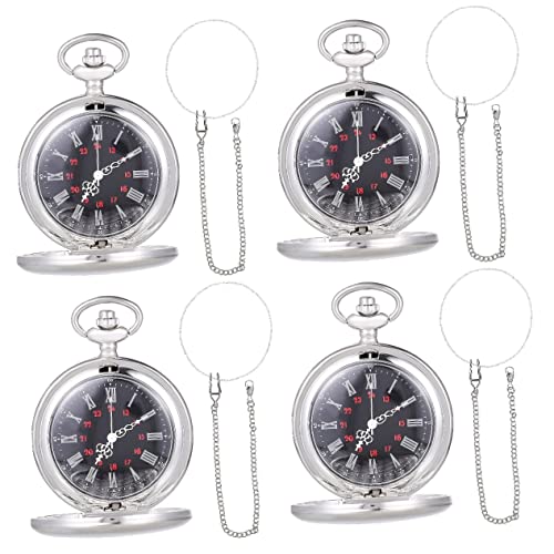 Hemobllo 4 Stück Taschenuhr Uhr Mit Kette Taschenkette Männer Vintage Herrenuhren Herrenarmbanduhren Digitaluhr Für Männer Hängende Uhr Tragbare Uhr Quarz Legierung Kleine Uhr Damen von Hemobllo