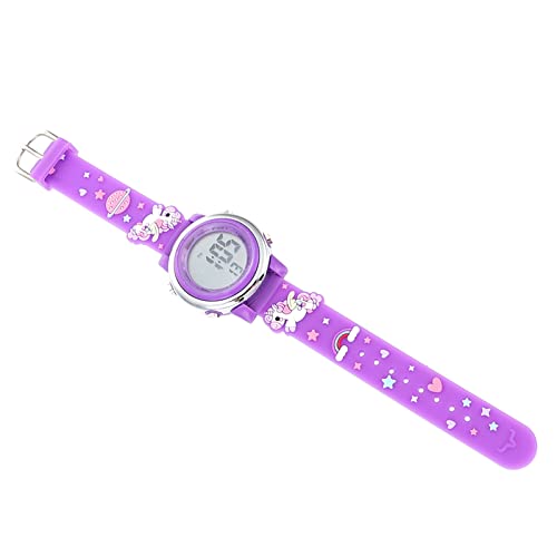 Hemobllo 1stk Anschauen Für Kinder Ansehen Kinder-Cartoon-Uhr Digitale Armbanduhr Digitaluhr Für Kinder wasserdichte Kinderuhr wasserdichte Digitaluhr Mädchen 3D Violett Rostfreier Stahl von Hemobllo