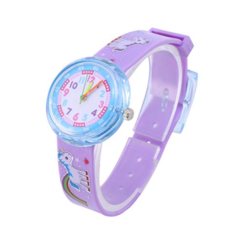 Hemobllo Kinderuhr Armbanduhr Kinder Watch Lustige Uhr Kinder schauen zu sportuhr Kinder kreative Quarzuhr Studenten schauen zu Mehrfarbig Anschauen Quarzuhren Kunststoff-PVC Violett von Hemobllo