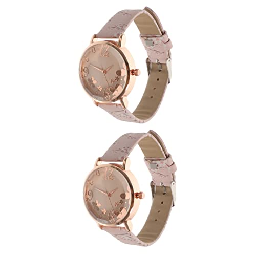 Hemobllo 2st Anschauen Freizeituhr Armbanduhr Modische Uhr Tragbare Uhr Armbanduhr Für Mädchen Uhrendekoration Analoge Uhr Blumen Frauen Beobachten Armbanduhren Glas Beiläufig Damen von Hemobllo