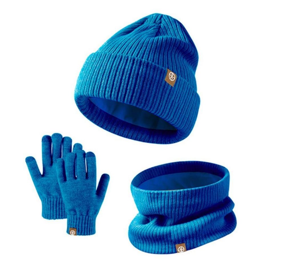 Henreal Mütze & Schal 3in1 Kinder Wintermütze Schal Handschuhe Set (3-tlg., Winterhandschuh) Warmer dreiteiliger Outdoor-Anzug von Henreal