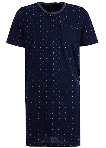 Henry Terre Herren Nachthemd Kurzarm Blatt Rundhals Tasche Schlafshirt Knöpfe, Farbe:Navy, Größe:3XL von Henry Terre