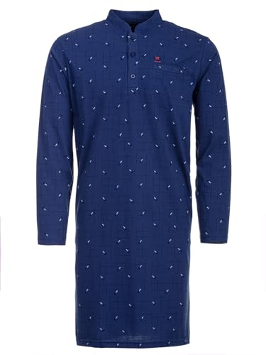 Henry Terre Nachthemd Herren Langarm Gitterlinien Muster Brusttasche Knopfleiste Größe M-3XL, Farbe:Blau, Größe:M Henry Terre Nachthemd Herren Langarm Gitterlinien Muster Brusttasche Knopfleiste Größe M-3XL, Farbe:Blau, Größe:M von Henry Terre