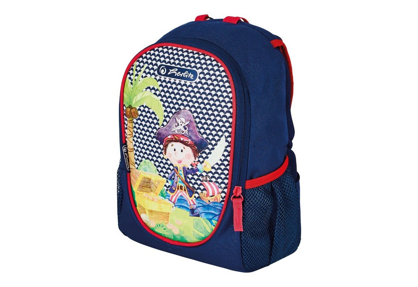 Herlitz Schulranzen Kinder Rucksack Pirat Kinderrucksack Blau, Kindergartenrucksack Kindergarten Ergonomisch Brustgurt von Herlitz