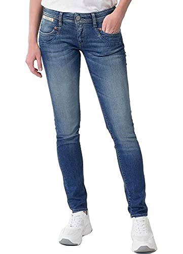 Herrlicher Damen Piper Slim Organic Denim Jeans, Blue sea L30, W32/L30 von Herrlicher