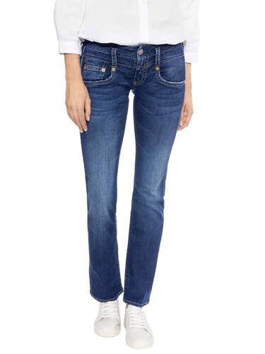 Herrlicher Pitch Straight Fit Jeans Stretchjeans Low Waist Hüftjeans Damen, Farbe:blau, Hosengrößen:W25, Hosenlänge:L34 von Herrlicher