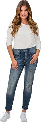 Herrlicher SHYRA Cropped Jeans MIT FARBKLECKSEN Destroy AUS Bio-Baumwolle Größe 28, Farbe Spotted Blue von Herrlicher