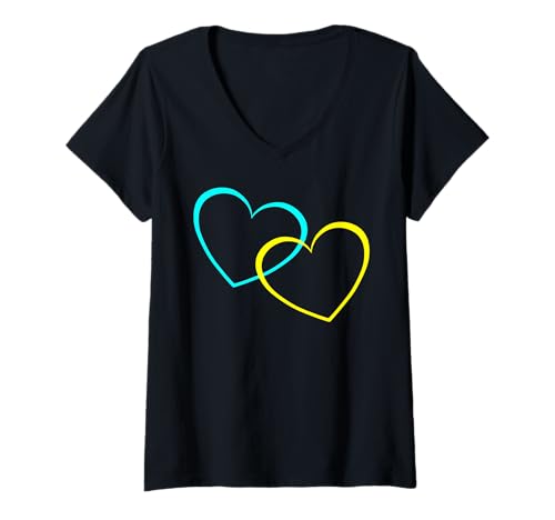 Damen Retro Herz Herzen Vintage 80er 90er Valentin Old school Kind T-Shirt mit V-Ausschnitt Damen Retro Herz Herzen Vintage 80er 90er Valentin Old school Kind T-Shirt mit V-Ausschnitt von Herz Herzen Liebe