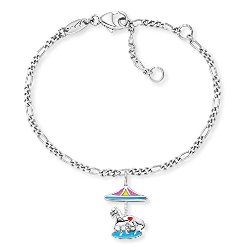 Herzengel Mädchen Kinder Armband aus Sterling Silber und einem Anhänger mit buntem Karussel aus Emaille - Karabinerverschluss - längenverstellbar - nickelfrei von Herzengel